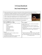 Day Camp Packing List