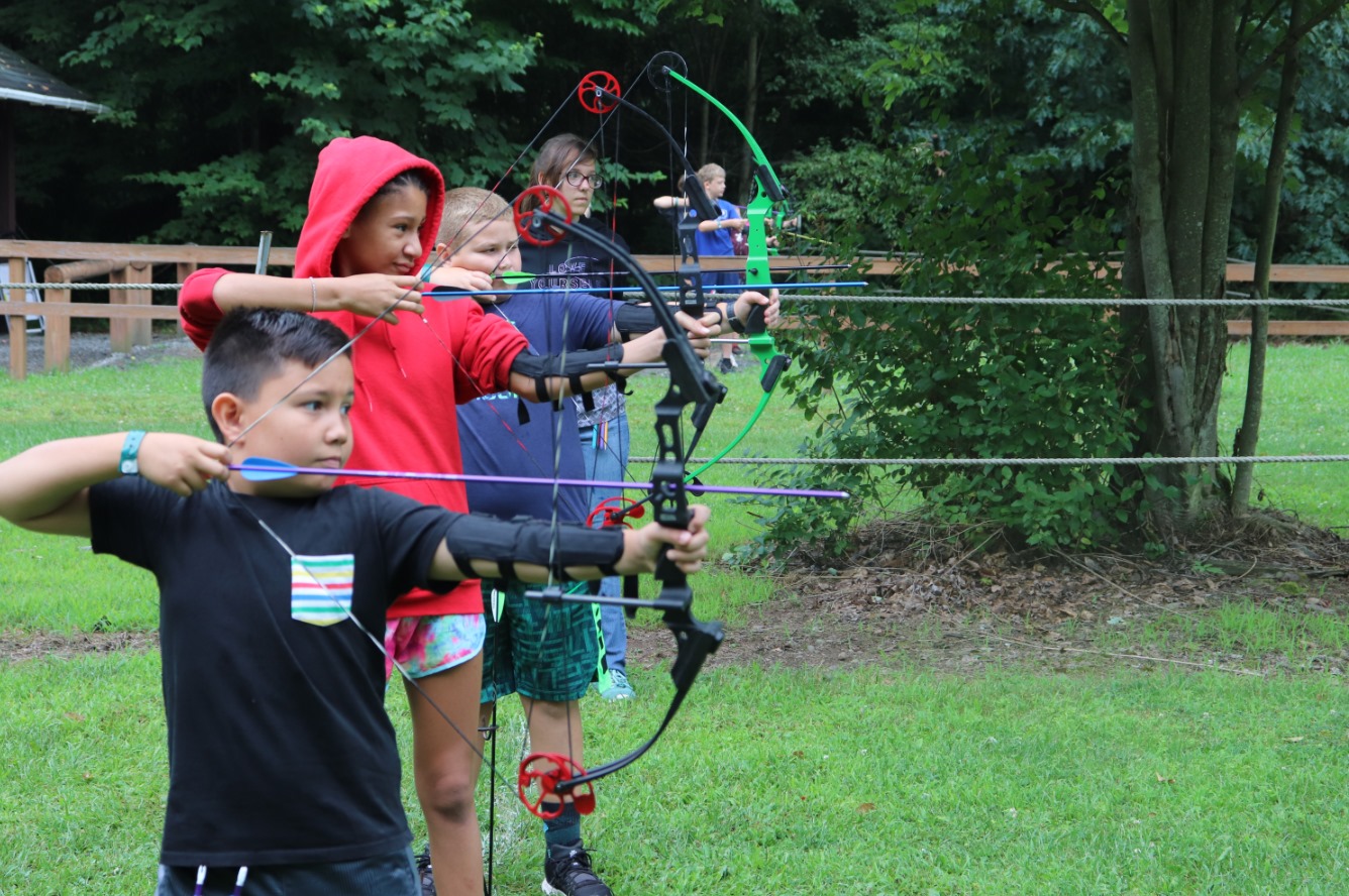 Kids on the archery range