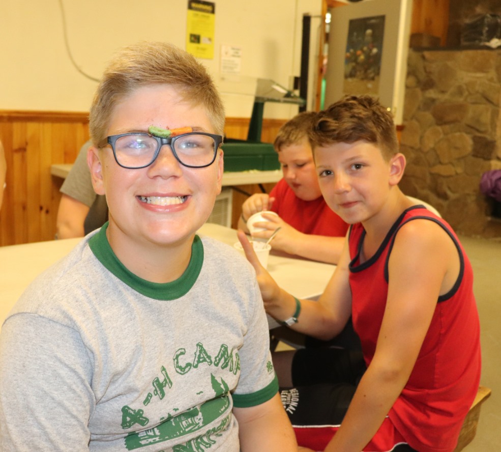 Two boys in the dining hall